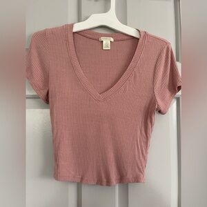 Bozzolo Dusty Pink Ribbed Crop Top